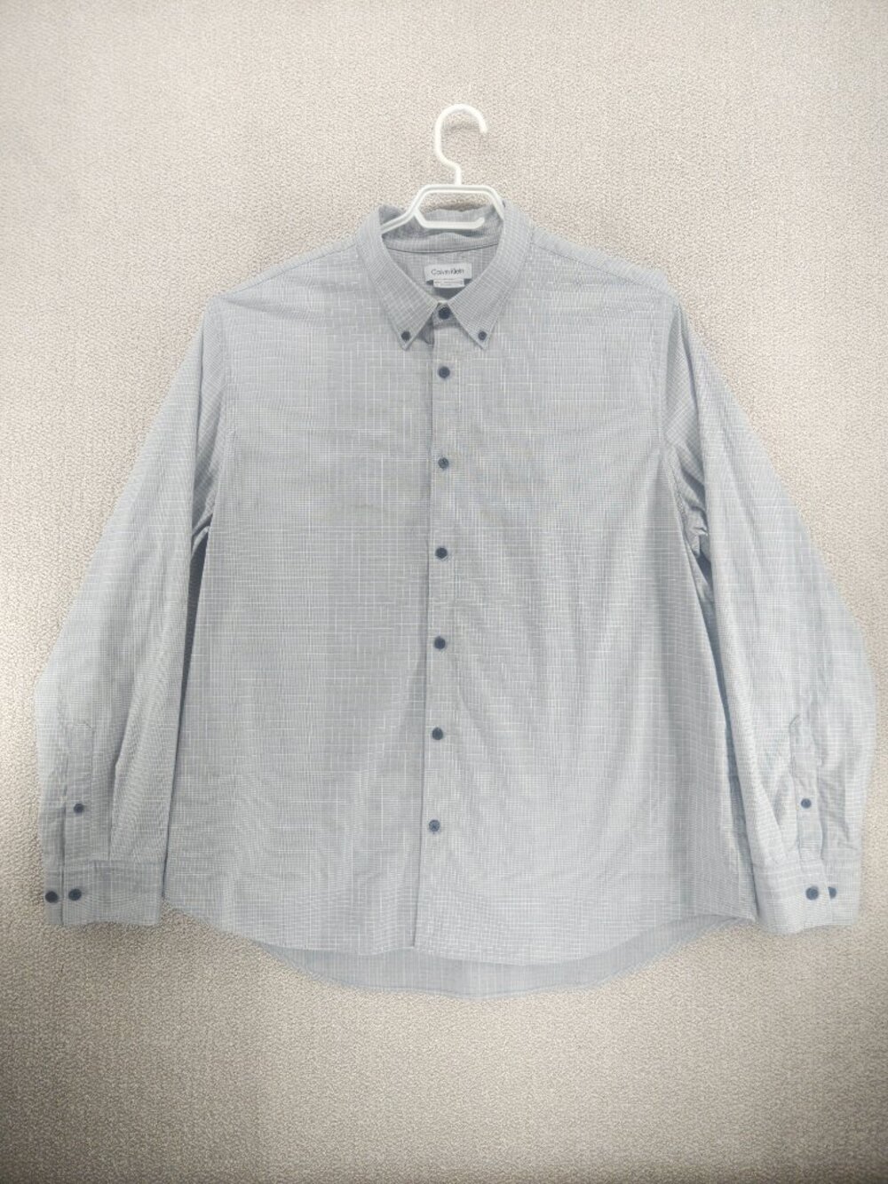 Calvin Klein Grey Check Button-Down Shirt — Size XL